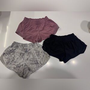 SET OF 3: Lululemon Hotty Hot Athletic Shorts, Low-Rise 2,5” Inseam / ALL Size 2